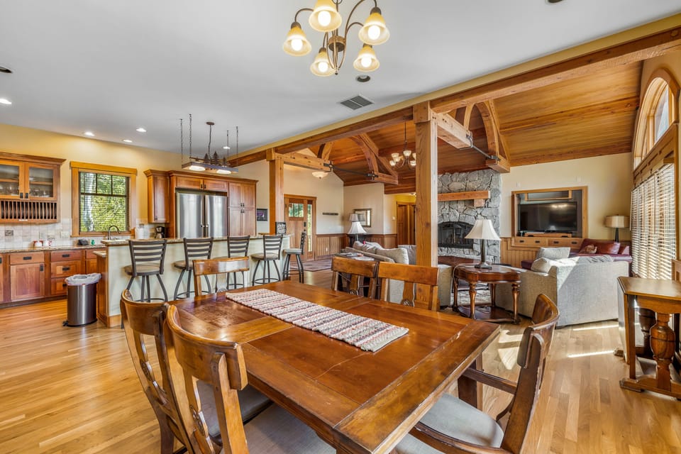 Open living, dining and kitchen area
