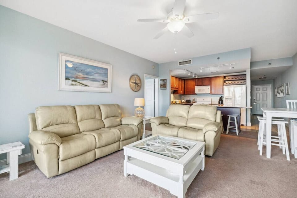 Living Area with Gulf Views, Private Balcony Access and Flat Screen TV