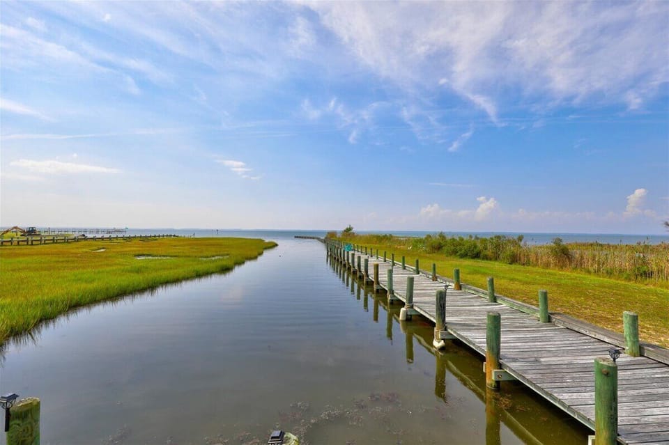 Private Pier for Fishing, Crabbing, and Shallow Boating, plus a Private Shelled Beach.