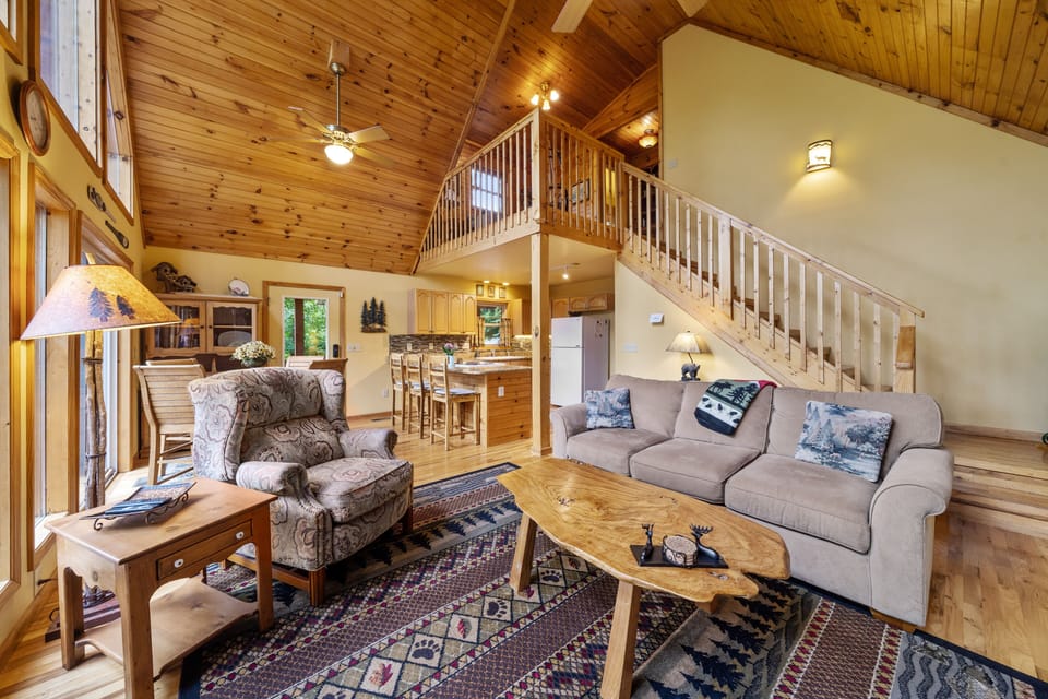 Vaulted ceilings allow tons of natural light to flow through the space