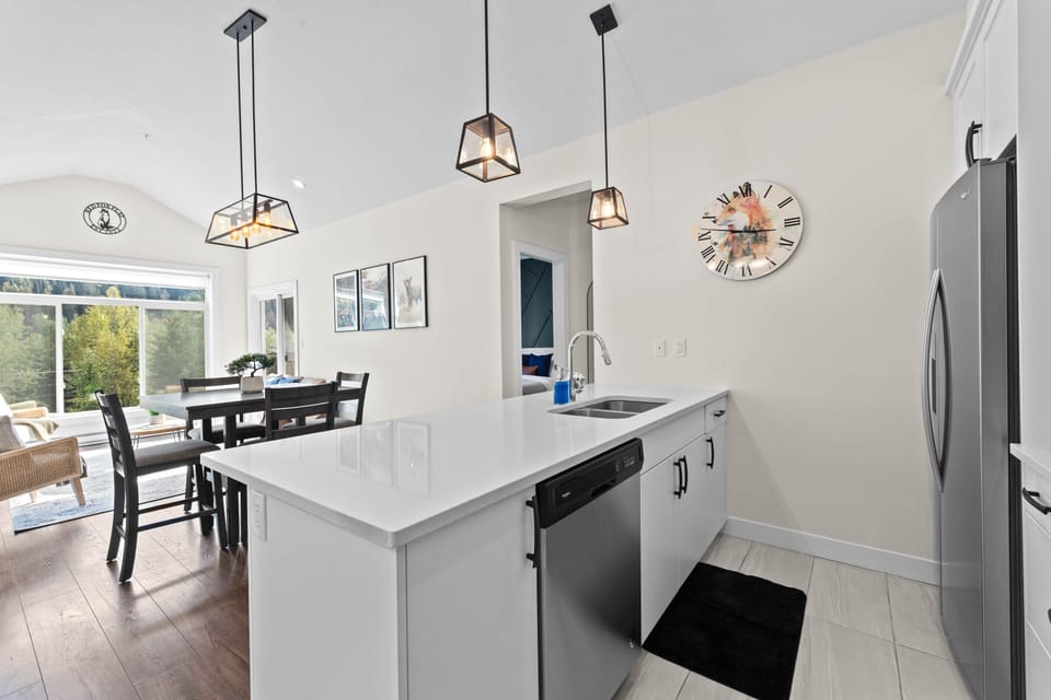 Ample kitchen counter space for meal prep.