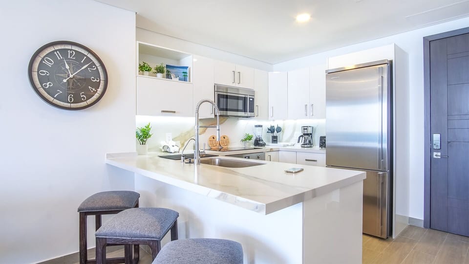 Sit at the kitchen counter for casual dining