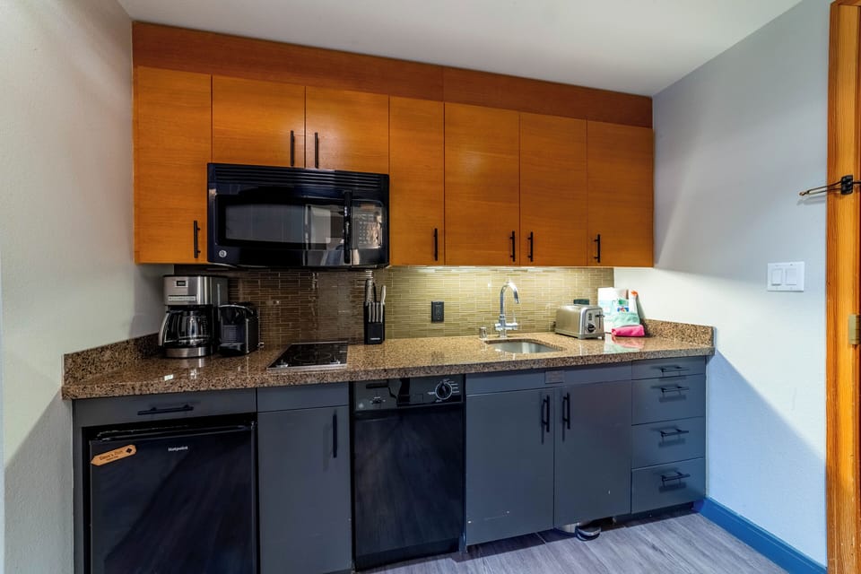 Kitchenette comes fully stocked with everything needed to make a basic meal!