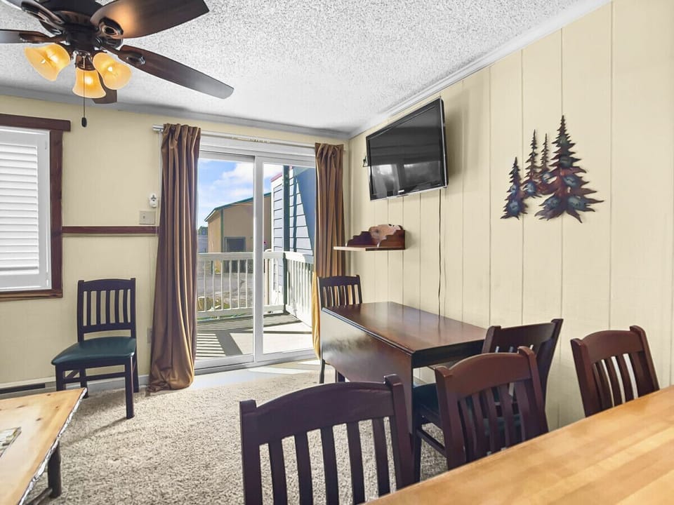 Dining table and flat screen TV