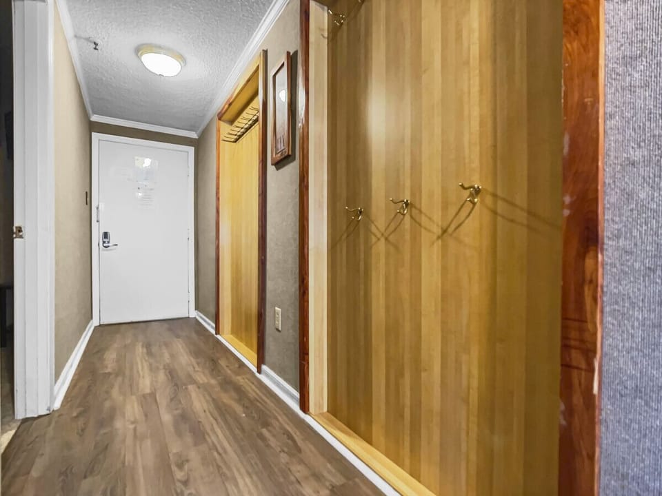 Ski racks in the hallway