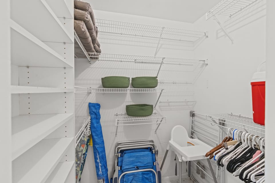 Your beach day essentials are covered! 🏖️ In the Master Closet, we've thoughtfully provided beach chairs and a cooler for your convenience. ☀️
