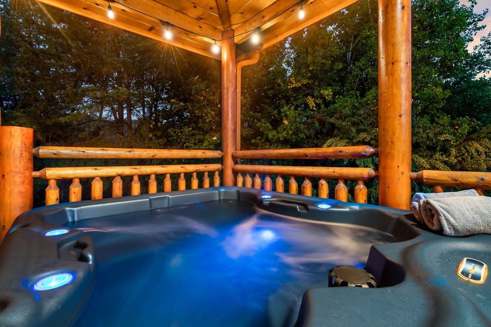 The private hot tub is a great way to relax after a long day of exploring