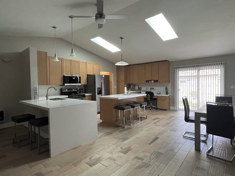 Kitchen, dinning and computer area