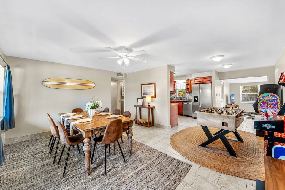 Share good food and great conversation around this roomy dining table with plenty of space for everyone.