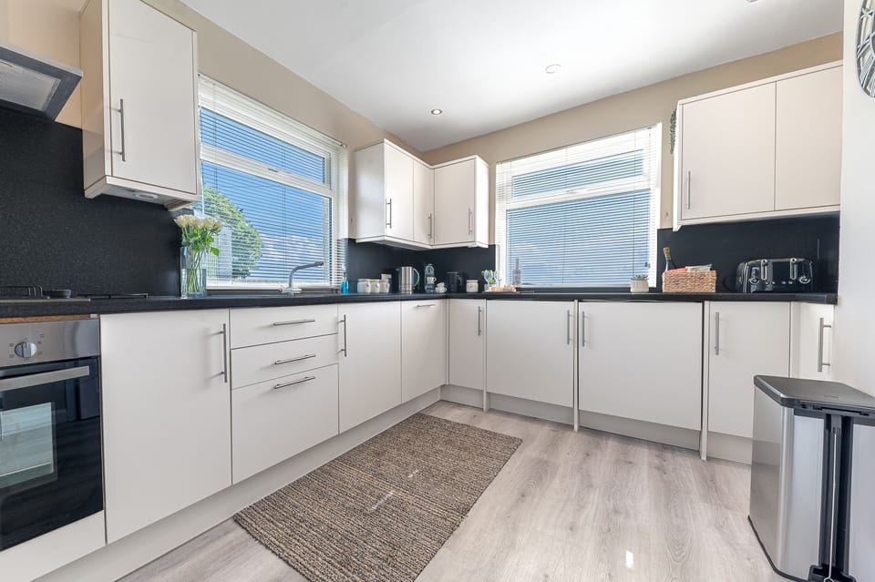 Fridge, dishwasher, electric kettle, toaster