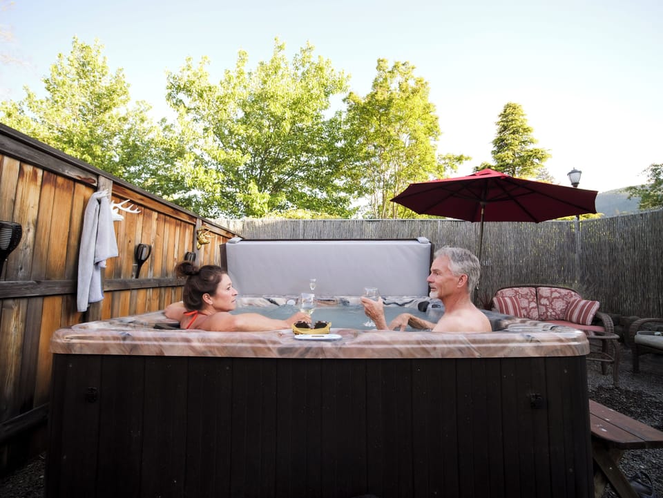 Unwind in the hot tub with your favorite drink and good company.