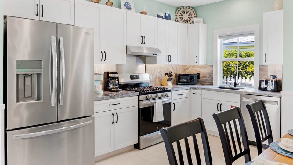 The kitchen has everything needed for the chef in your crew...