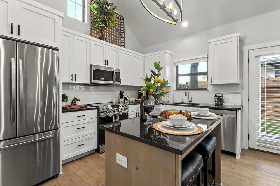 Seating for two at the kitchen island.