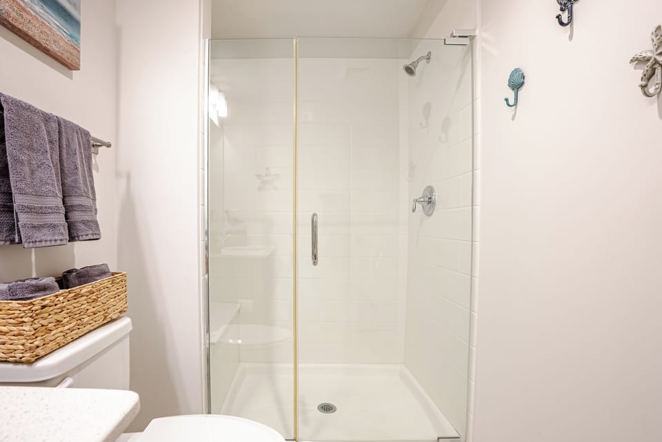 Master bath walk-in shower with seating!  