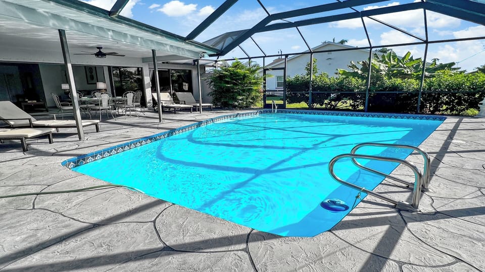 The crystal-clear pool invites you to swim