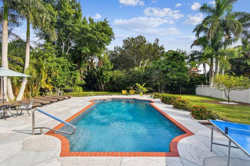 Pool area with sundeck and loungers