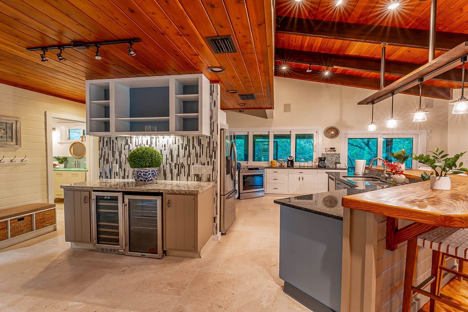 A perspective from the mini fridges in the kitchen, perfect for bottle storage.