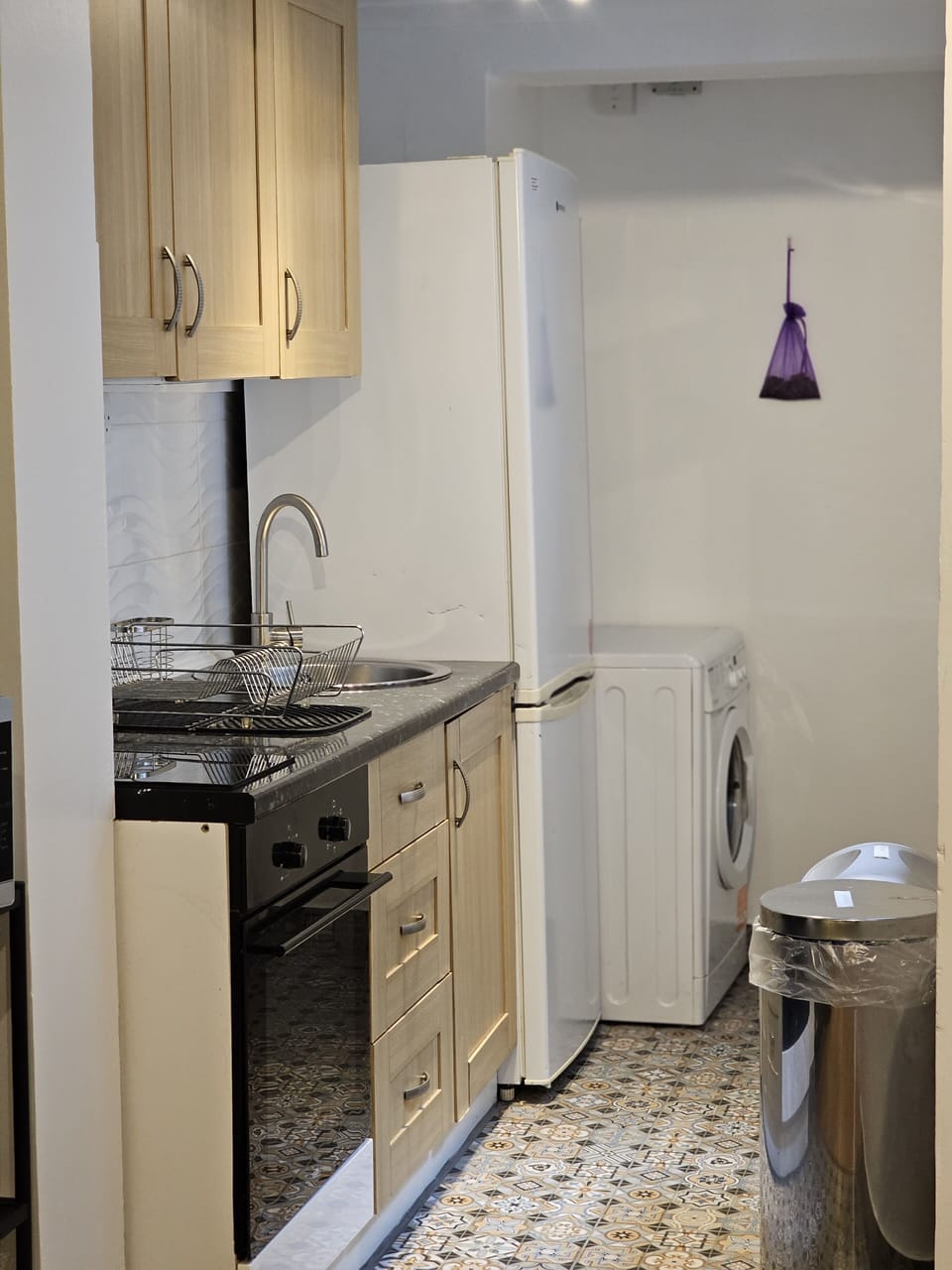 City Apartment | Private kitchen | Full-size fridge, oven, stovetop, cookware/dishes/utensils