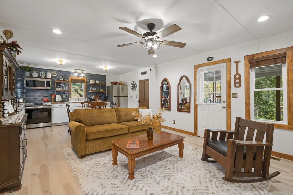 Living room looking at kitchen