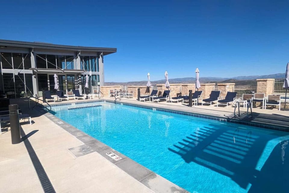 Pool access and hot tub