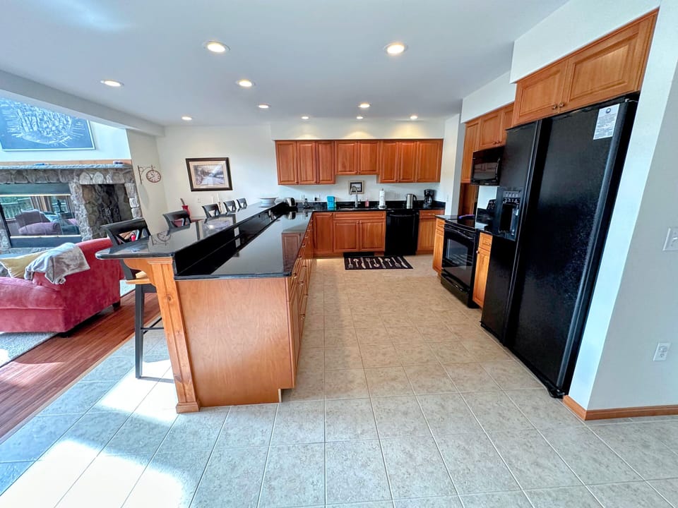 Fully stocked kitchen awaits for preparing home-cooked meals
