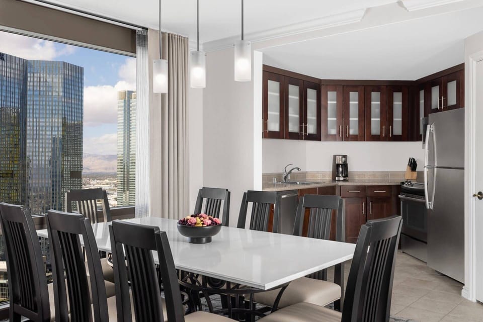 Separate dining area next to the full kitchen.