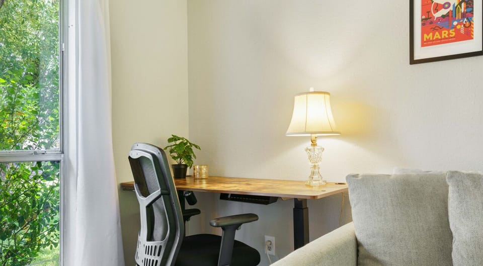 Work from home at the desk in the living room!