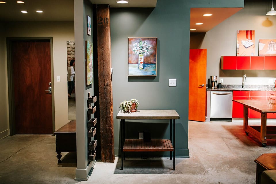 Creative haven: this open space home is adorned with art, making it a vibrant and inspiring space for artistic expression and everyday living.