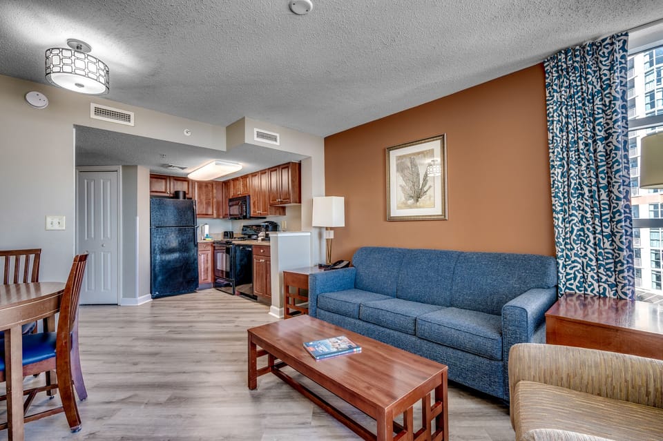 Living room and kitchen