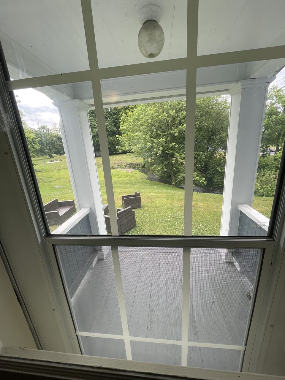 Rear porch leads to back yard 