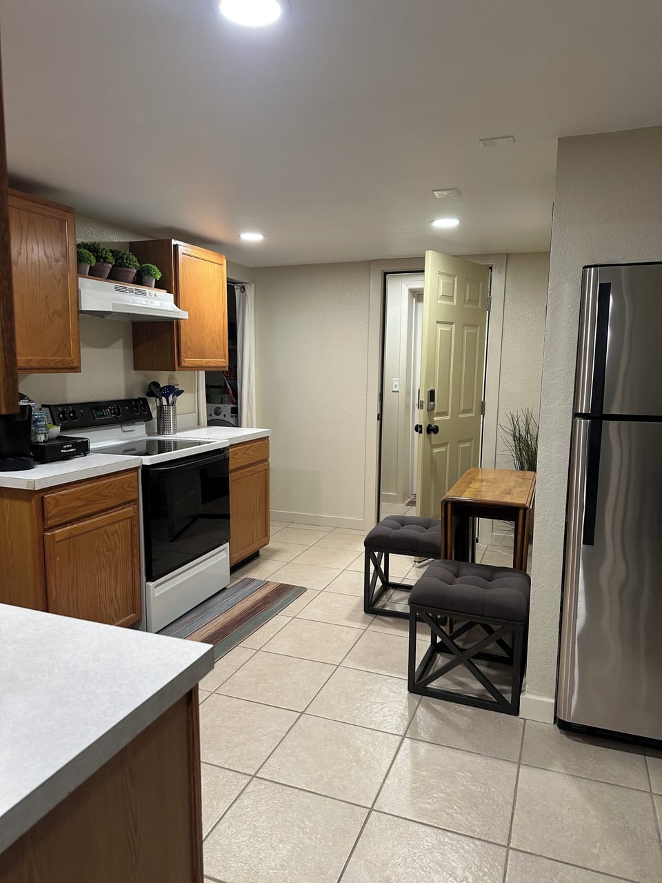 New ceiling and lighting in kitchen entry