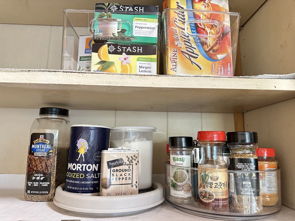 Kitchen stocking up all hot drinks and spices 