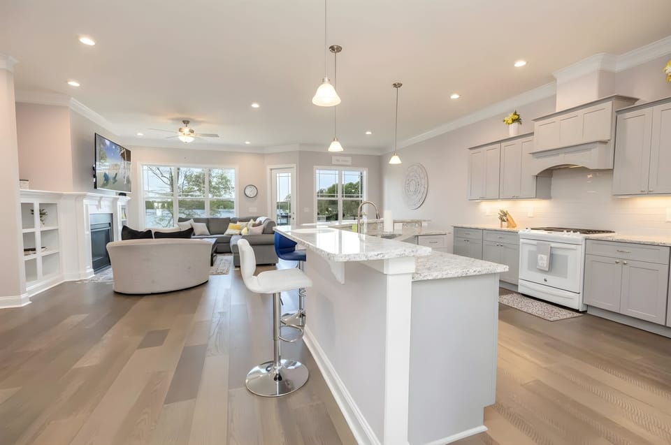 2nd floor complete kitchen with view of great room.