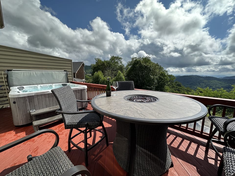 Hig top Fire Pit table and 6 person Hot Tub - all with the view 
