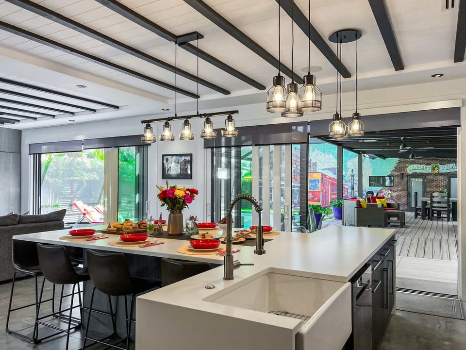 Seamless indoor-outdoor flow makes it easy to move between the living space and backyard.