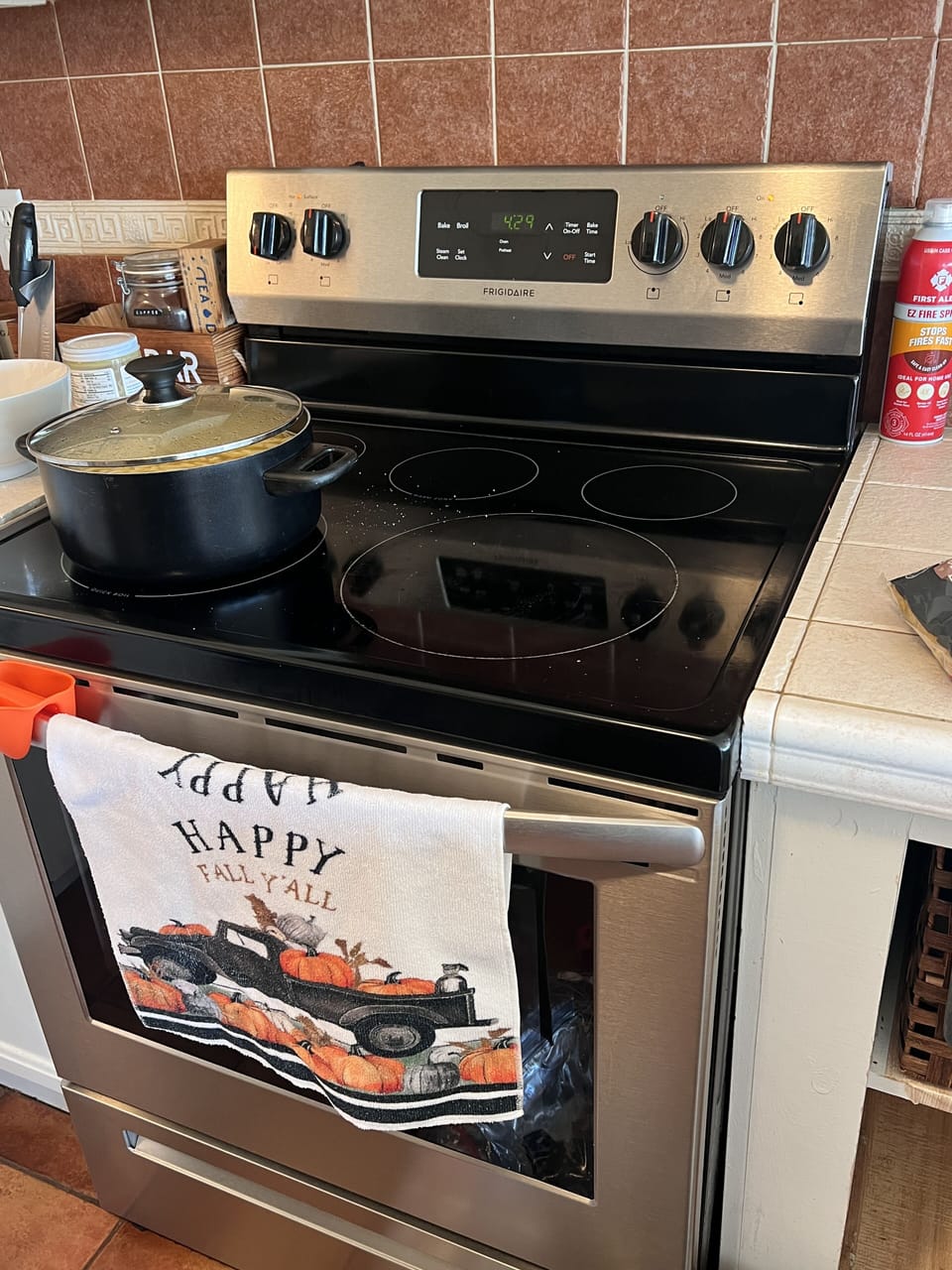 FULL KITCHEN with stove, oven, all cooking supplies, pots and pans, silverware