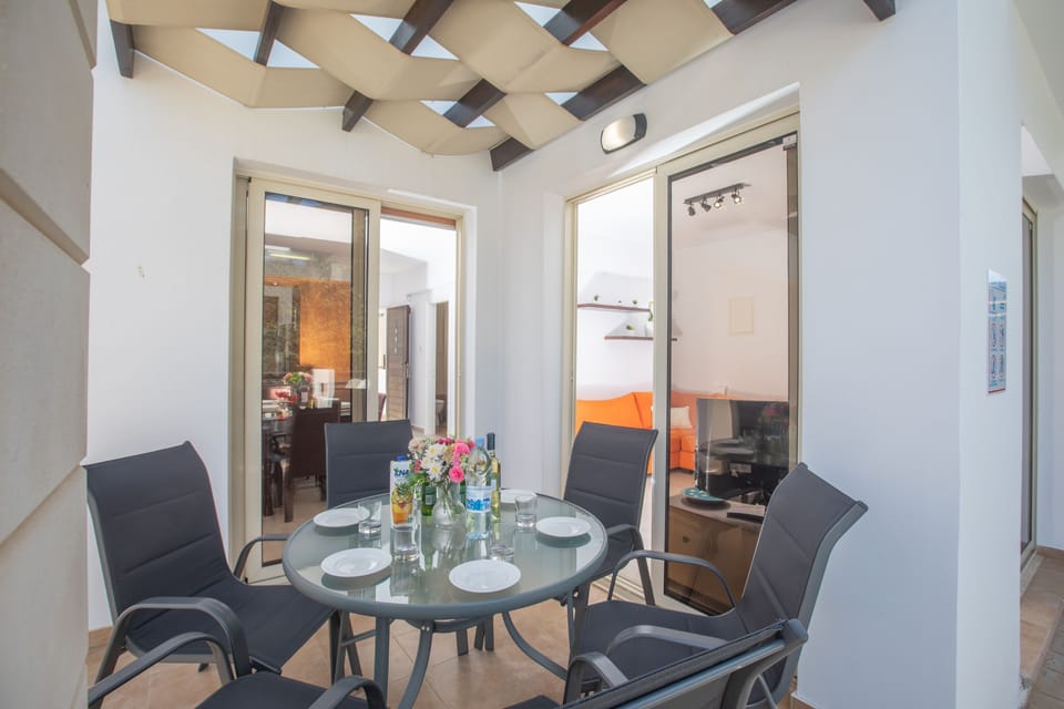Shaded outside dining area