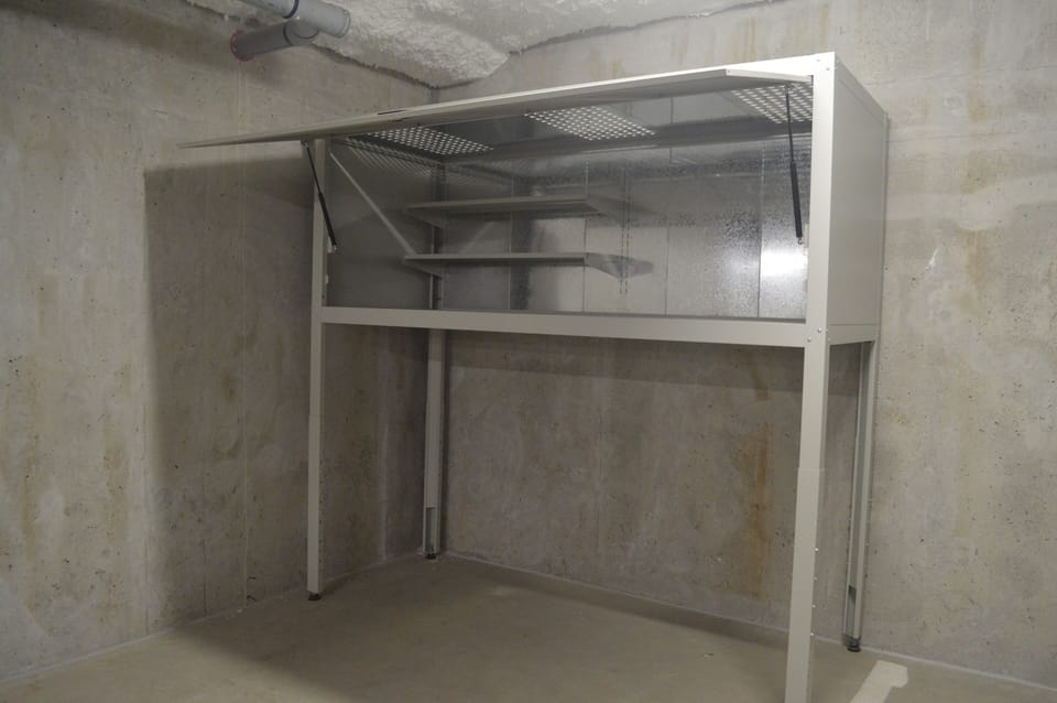 Secure storage locker for skis, snowboards, golf clubs etc etc.  