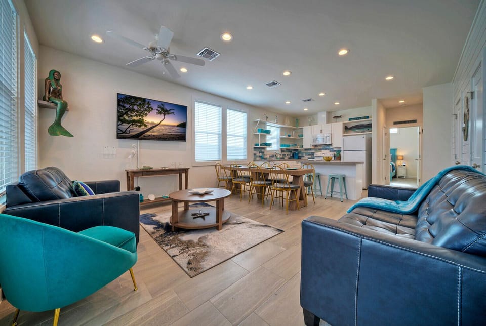 Well-lit living room.