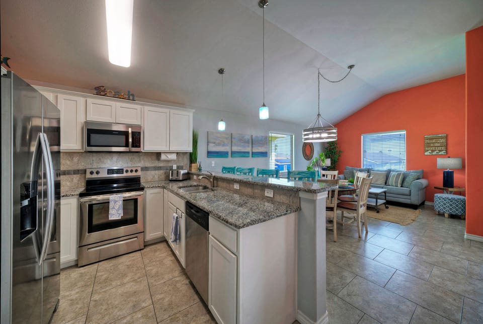 Open concept kitchen & living space. 