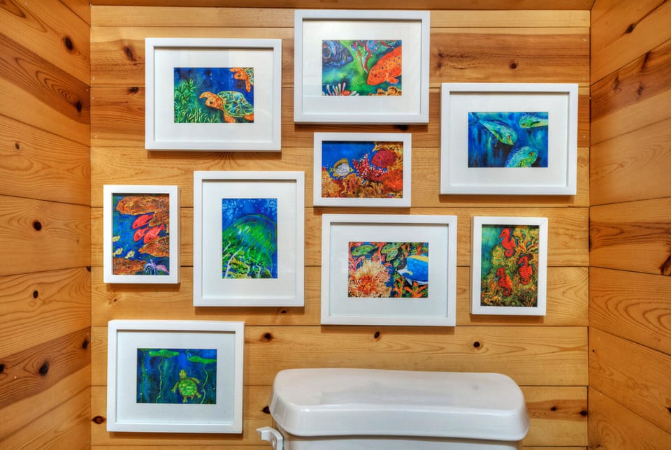 Curated artwork and decor throughout the home.