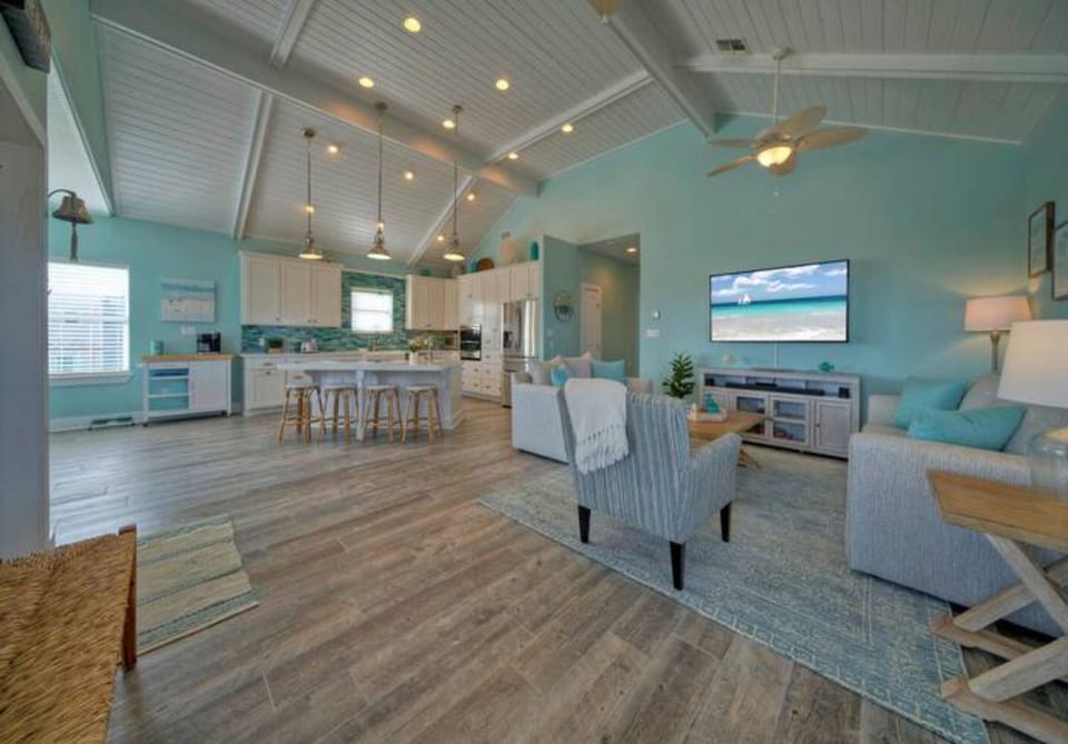 Open concept of living & dining.