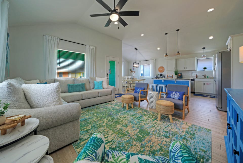 Plenty of comfortable seating in the living room.