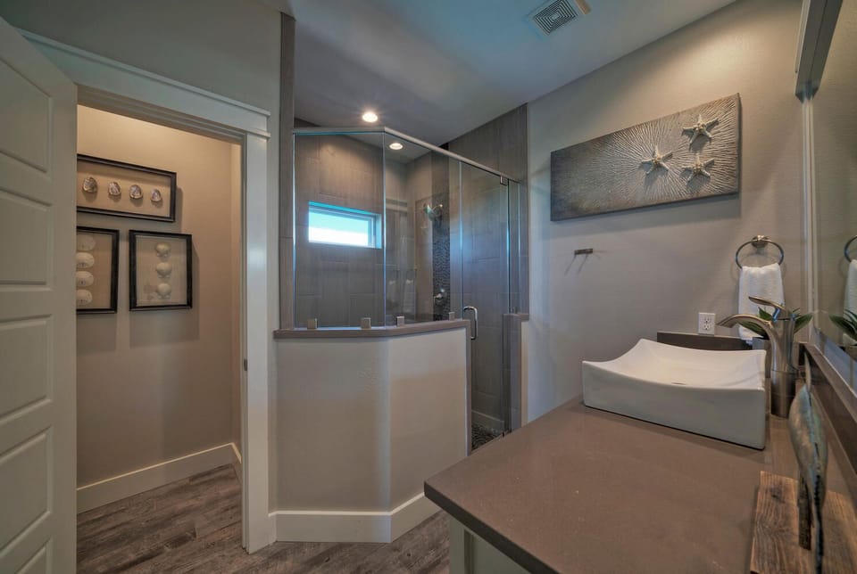 Indulge in luxury in our elegant bathroom.