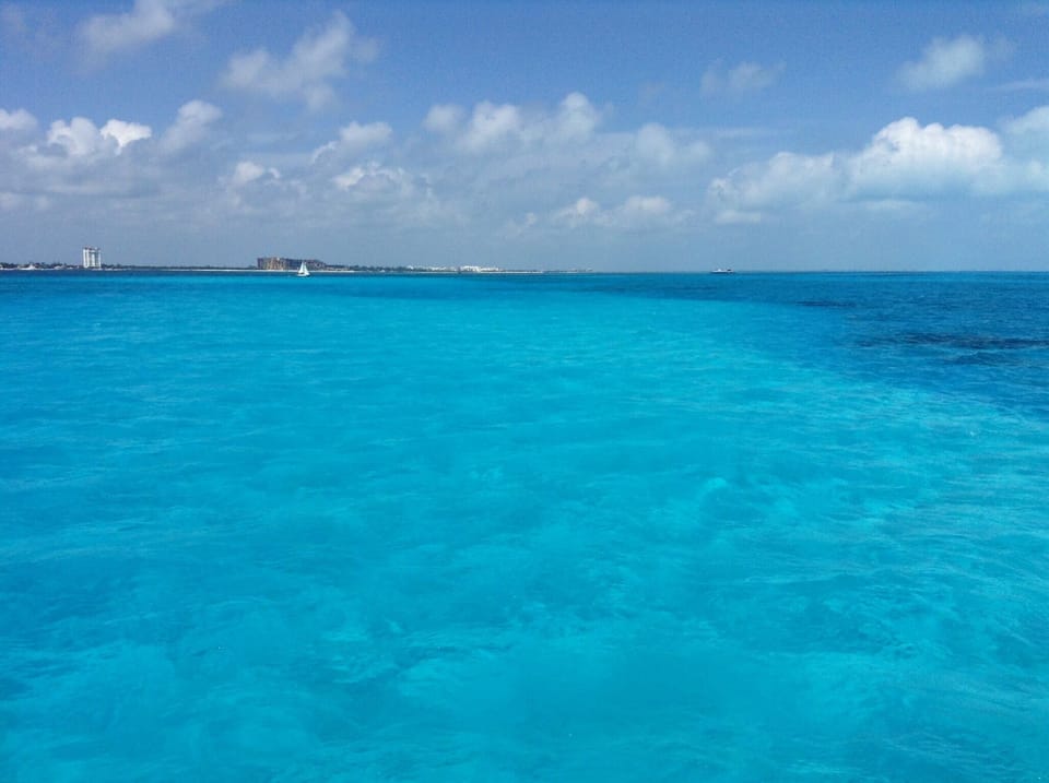 The water around Isla Mujeres is the bluest ocean water we have ever seen.