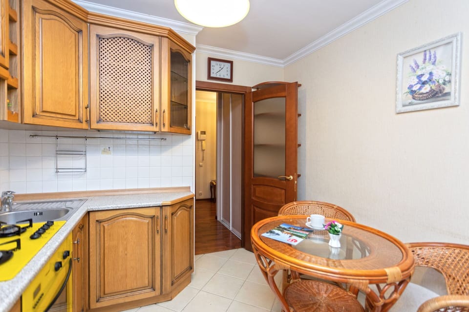 Classic Apartment | Private kitchen | Fridge, microwave, oven, stovetop
