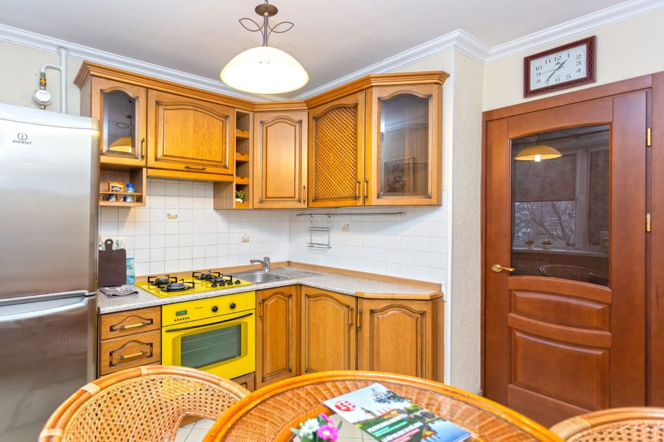 Classic Apartment | Private kitchen | Fridge, microwave, oven, stovetop