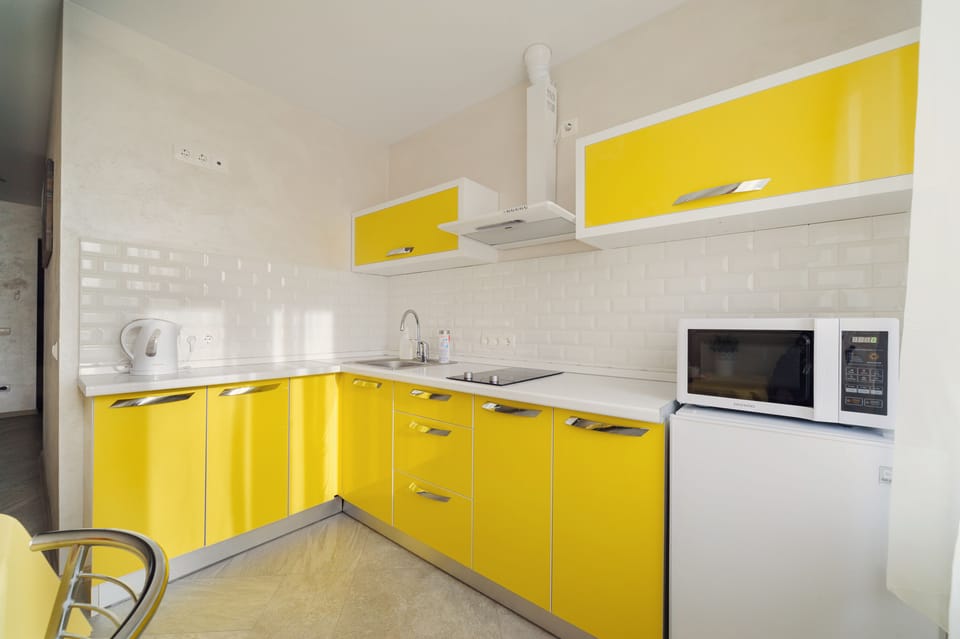 Basic Apartment | Private kitchen | Fridge, microwave, stovetop, electric kettle