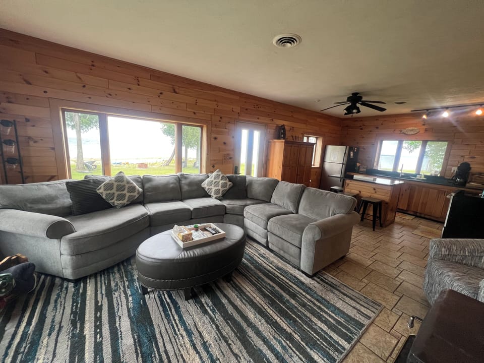 Family room seating open to the kitchen