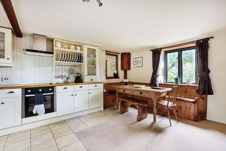 Large kitchen and dining area